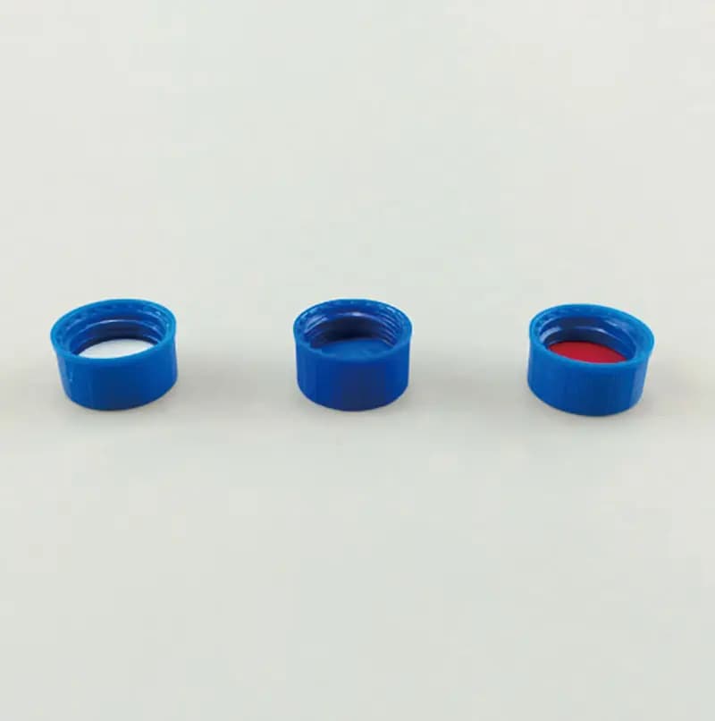 Tapas abiertas azules 9-425, PTFE azul/silicona blanca, septos precortados